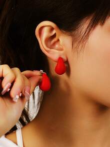 4 pares de pendientes de botón con forma de lágrima - Multicolor - Ver 4