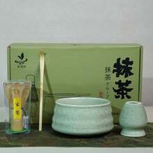 抹茶茶具套装，抹茶碗，宋代风格陶瓷泡茶用具，专用抹茶碗，全套，家用/茶室适用 - 彩色 - 查看 14