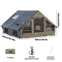 Hot Tent Inflatable Camping Tent Easy Setup 4 Season Glamping Tent With High Performance Inflatable Structure 4-6 Persons Waterproof Windproof Outdoor Self-Supporting Blow Up Tent Air Tent Portable House Hiking Fishing Tailgating - Yellow - View 17
