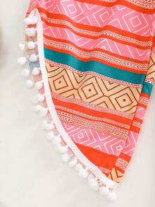 3pcs/Set Girls Casual Geometric Print Sleeveless Top + Matching Allover Print Hat And Capri Pants Outdoor Suit, Spring/Summer - Multicolor - View 7