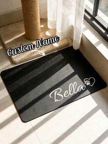 1Pc Personalized Valentine's Day Pet Feeding Mat – Custom Pet Name Meal Mat, Cute Love Theme Design, Non-Slip Pet Food & Water Mat, Sweet Valentine's Day Gift For Dogs & Cats, New Favorite Pet Gift - Animal - View 2