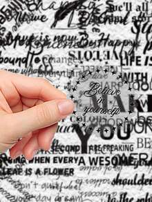 50pcs Black And White English Inspirational Phrases Stickers Handbook Notebook Laptop Phone Case Guitar PET Material Stickers - English Inspirational Phrase Stickers - View 8