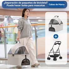 Carriola Para Perros Cochecito Plegable Para Cachorro Carro Desmontable Para Mscotas Carriola Con Cesta Extraíble Cochecito Con 4 Ruedas 360°De Viaje Para Perro Pequeño Mediano Transpirable Carrito Plegable De Aleación De Aluminio Para Mascota Ligera Carreola Plegable Resistente Mascotas Para Perros Y Gatos - Negro - Ver 9