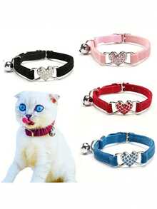 Adjustable Soft Pet Collar With Bell - Fashionable For Small Dogs, Cats And Kittens - Multicolor - View 2