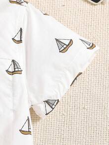 男童帆船印花短袖衬衫 - 白色 - 查看 4