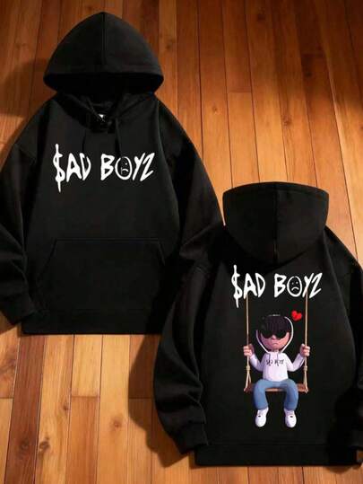 Hombre003-FB Sudadera con Capucha Casual para Hombre y Mujer - Calce Cómodo y Estilo VersátilSudadera unisex SAD BOYS  Tallas para hombre  Corte cómodo y relajado  Estampado extragrande, diseño exquisito  Ideal para regalar  Incluye un pequeño obsequio  Estilo urbano  Estilo invernal  Ta(Delgado para primavera y otoño, elige una talla más grande.)