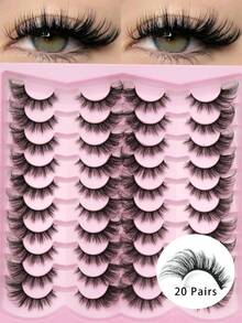 20 Pairs Fluffy, Wispy, 3D Lashes - Foxy Eyes, Elegant & Natural Look, Reusable Eyelashes For Daily Wear, Dates, Parties, Holidays - Fluffy Lashes - View 5