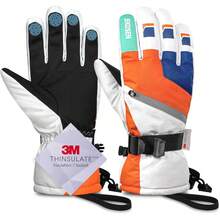 ¡RecomendadoJEKOSEN Guantes de esquí 2024 para clima frío invierno mantener caliente guantes de nieve impermeables para visualización táctil de snowboard para hombres y mujeres¡Top de Temporada - Naranja - Ver 2