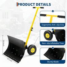 Snow Shovel With Double Handle, Heavy-Duty D-Grip Ergonomic Design, Non-Slip Adjustable Lightweight Ice Removal Tool For Driveway, Sidewalk, Home, Garage, Garden, Outdoor & Camping Use - Black (2) - View 4