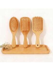 1 Peça Pente de Bambu com Almofada de Ar e Alça, Escova de Bambu Natural Adequada para Todos os Tipos de Cabelo (Homens, Mulheres, Todas as Idades), Massageador de Couro Cabeludo Portátil (Amarelo), Essencial para Volta às Aulas, Viagens e Férias, Acessório de Cabelo Feminino, Desembaraçador, Escova com Formato de Bola, Conjunto de Escovas, Escova de Cabelo, Desembaraçador, Produtos de Cuidados com o Cabelo, Ferramentas de Cabelo, Acessórios de Cabelo - A - Visão 1