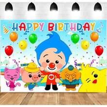 Plim Background Tapestry Children Birthday Party Photography Cartoon Photo Background Wall Rainbow Desktop Banner Decoration Baby Room - Nhiều màu - Xem 3