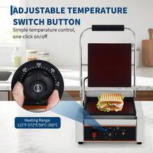 Parrilla comercial para panini YS-811: superficie de cocción plana de 23 x 23 cm, 1800 W, 110 V (enchufe estadounidense de 1,3 m), control de temperatura de 6 velocidades, acero inoxidable con accesorios como cepillos, batidor y pinzas. - Tipo de Enchufe B USA (110-127V) - Ver 7