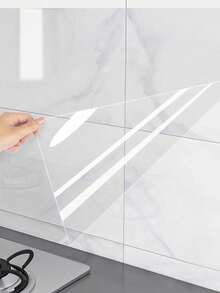 1 Roll High-Definition Transparent Protective Film, Adhesive Kitchen Sticker Waterproof Oil-Proof Fireproof, Suitable For Tabletop, Wall, Coffee Table, Dining Table, Furniture, Marble Sticker, Scratch-Resistant Heat-Resistant Renovation Sticker - Multicolor - View 8