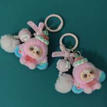 New Adult Unisex Cute Big Ear Flocked & Solid Zinc Alloy Plastic Keychain, Fashion Cartoon Accessory Bag Charm Key Chain - Multicolor - View 8