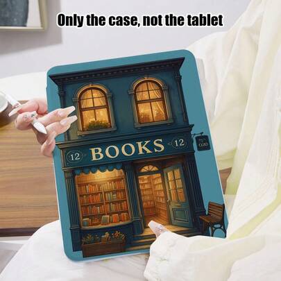 1 件装 PU 皮革保护套，带支架，书店风格设计，笔槽，720 度旋转支架，自动休眠/唤醒功能，兼容荣耀、Matepad、红米、OPPO、vivo、苹果等机型，适合返校季、情人节等场合。