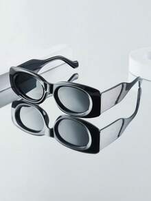 1副女士时尚眼镜，新款长方形大理石纹独特设计，休闲百搭，适合街头、派对、日常佩戴、度假，防紫外线 - 彩色 - 查看 12