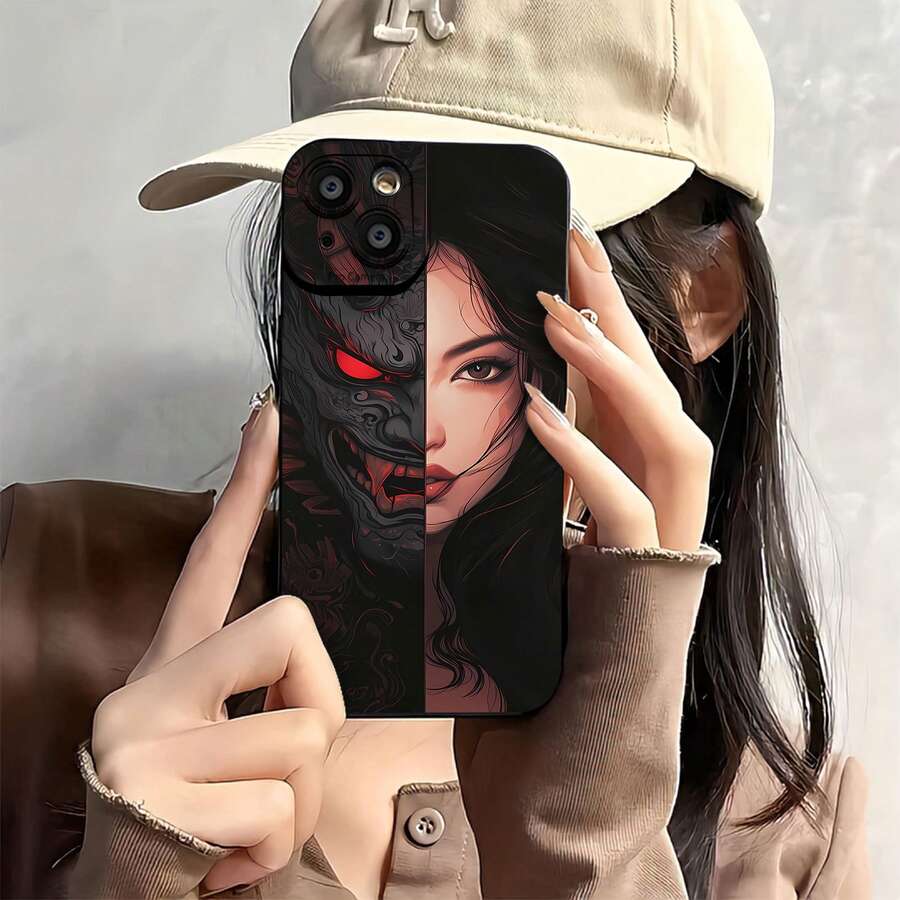 Estuche para teléfono con arte abstracto místico Compatible con estuches para teléfonos 17 16 Pro Max 15 Pro Max 13 y 12 Hecho de material TPU duradero Resistente al agua, a los golpes y a los arañazos Un regalo único para familiares, amigos, amantes, novios y novias - Negro - Ver 1