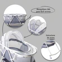 Cuna Moisés Para Bebé P759 Bambineto Plegable Con Base Color Gris - Gris - Ver 5