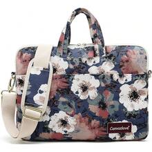 Canvaslove Camellia Pattern Laptop Shoulder Messenger Case Bag With 270 Degree Rebound Bubble Protection For Macbook Pro 15 And 15 Inch-15.6 Inch Laptop - 山茶花(270 緩衝) - 查看 1