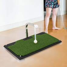 SanBouSi Golf Swing Trainer With 360° Auto-Rotating Ball Return, 5 Adjustable Heights & Realistic Turf Mat - Indoor/Outdoor Practice For All Clubs, Home Office Use - 綠色,白色,銀色 - 查看 5