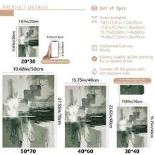 三件套现代简约波西米亚抽象油画艺术版画，适用于家居、办公室、客厅、卧室，绿色墙面艺术装饰，梦幻主题春夏装饰海报，室内人像方向无框帆布墙画，时尚女孩艺术，励志语录艺术，家居装饰，帆布画 - 彩色 - 查看 6