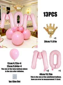 13件套母亲节气球装饰套装，包含16英寸金色、粉色、红色、洋红色“MOM”字母气球、金色皇冠气球以及金色、红色、粉色、洋红色乳胶气球，适用于母亲节、节日派对、房间装饰和氛围营造。 - 彩色 - 查看 9