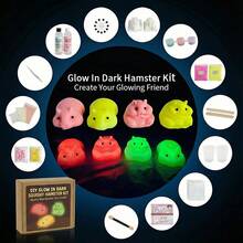 Glow In The Dark Transparently Squishy Gel Making Kit, DIY Jewelry Making Filling Materials, Soft Silicone Hamsters Making Kit, Include 2 Hamsters Silicone Mold, Flocking, Pigment, Tool, 1:1 AB Ratio Mix By Volume, Ideal DIY Gif(Doesn't Stick To The Surface) - A - View 3