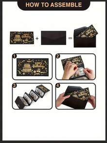 Elegant Black & Gold Design Cash Envelope Gift Box, Suitable For Birthday Celebration, Cartoon Fantasy Themed Souvenir, Exquisite Memento, Birthday Surprise Gift - Multicolor - View 4