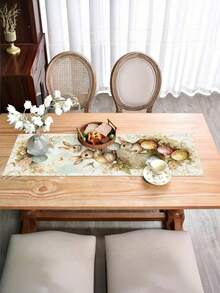 Stampa piatta 2D, con disegni del coniglietto di Pasqua e delle uova, caratterizzati da colori morbidi e caldi, che portano la vitalità della primavera e la gioia festiva nella casa. - Giallo Senape - Visualizzare 4