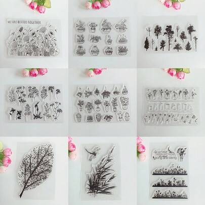 Handmade DIY Scrapbooking Stamp/Seal With Transparent Botanical Patterns For Album, Card Decoration