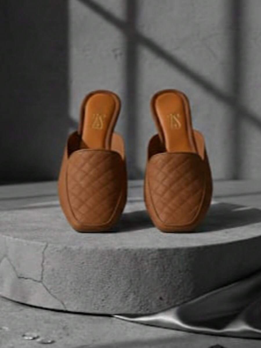 Women's Mule Sandal, Square Toe, Lightweight, Comfortable, Rubberized. - CARAMEL - Xem 1