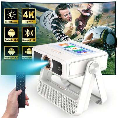 XBJ Features 4K HD Projection  With Bluetooth.Smart Proyector Cine En Casa  And Android 9.0 And Wifi ,Compact & Portable Mini Projector Complimentary Remote Control,Projector Screen,Camping Projector.Projector Fashion With Electric Focus And Auto Keystone Correction.Perfect For Home Theater, Office Meetings, And Outdoor Activities.Camping Carnivals, And Small Creative Meetings.