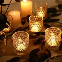 36-Piece Glass Candle Holder Set, Transparent Small Candle Center Decorations, Tea Light Holders, Vintage Candle Holders, Suitable For Table Decorations, Christmas, Baby Showers, Birthdays, Weddings, Parties - 透明 - 查看 6