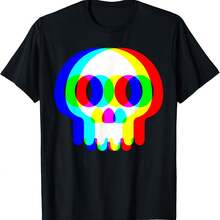 Camiseta divertida de calavera vaporwave para Halloween, fiesta techno, rave y EDM - Negro 3 - Ver 1