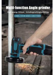Kit de amoladora angular inalámbrica de 12 V con cepillo, disco dorado de 76 mm (3 pulgadas), herramienta ligera para amoladora angular - Azul - Ver 9