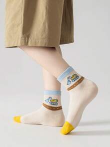 5双装儿童轻薄透气卡通中筒袜，休闲百搭可爱男女童袜，日常穿着及运动袜 - 彩色 - 查看 6