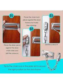 1pc Home Door Lock Anti-Theft Chain, Security Door Chain, Home Office Lock Protection Bolt - Chain Terms - View 6