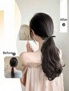 1PC Synthetic Fiber Curly Ponytail Hair Extensions, Heat Resistant Wavy Drawstring Ponytail For Women, Natural Look Hairpiece For Daily Wear, Party & Travel - Multicolor - View 4