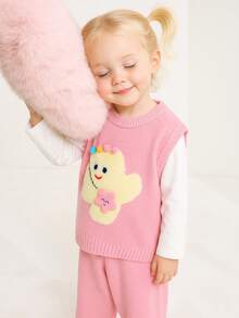 Balabala BalaOne 女童抓绒背心 2025，冬季保暖卡通背心（IP：Nai Pu Pu） - 粉紅色調 - 查看 3