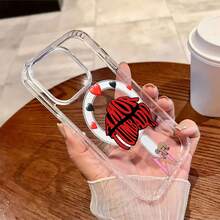 Corazones rojos y negros con temática de amor. Esta elegante funda es compatible con Samsung, Apple, VIVO, OPPO, , Transsion, ,  y Honor. Fabricada en silicona TPU, ofrece protección contra golpes y caídas, además de una sensación superior. Es un regalo ideal para familiares, amigos y seres queridos, y una opción perfecta para San Valentín y Año Nuevo. - transparente - Ver 4