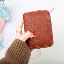 Billetera minimalista de unicolor estilo japonés con gran capacidad, múltiples ranuras para tarjetas, monedero, billetera mini, billetera pequeña, billetera para monedas para mujer, regalo del Día de la Madre, esencial para cruceros, clip para dinero - Multicolor - Ver 5