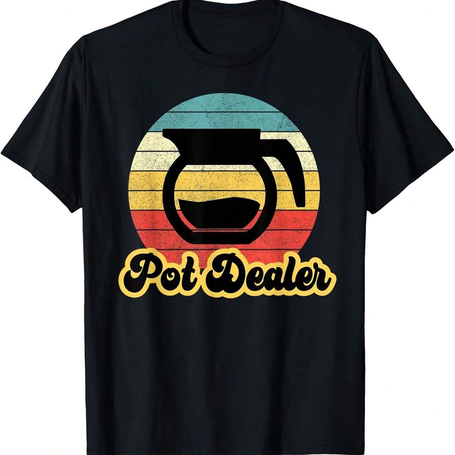 Camiseta retro divertida con juego de palabras para amantes del café y el barista - Negro - Ver 1
