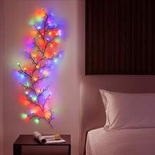 1PC, USB Powered, Fairy Vine Lights, Artificial Willow Vine Climbing Wall Lights For Garden, Christmas Lights For Bedroom Wall, 96LED, 1.8m/5.9ft, 8 Lighting Modes, Indoor Outdoor Decor For Bedroom, Wedding, Holiday (Without Battery) - 豐富多彩的 - 查看 7