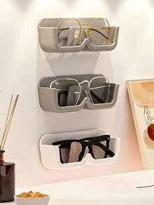1pc Wall-Mounted Eyeglass Holder, Suitable For Bathroom And Bedroom, Anti-Drop Fashionable Glasses Storage Display Rack, Adhesive No Drilling Needed Glasses Hanger, Space-Saving Home Storage Accessory, Suitable For Daily Use, Graduation Gift And Household Essential - Multicolor - View 4