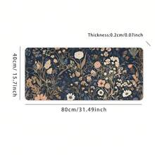 1 件装花卉图案桌垫，复古花卉植物鼠标垫，加长游戏鼠标垫，适用于办公室装饰，大尺寸笔记本电脑键盘鼠标垫，带缝边，尺寸 31.5x11.8 英寸，学习用品，返校季游戏鼠标垫，办公桌配件，办公用品，桌面配件，鼠标垫，桌垫 - 彩色 - 查看 11