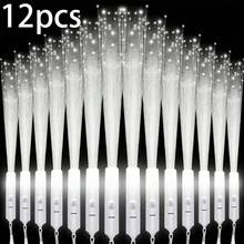 12支装LED荧光棒，白色光纤发光棒，发光光纤棒，闪光LED棒，适用于黑暗派对、单身派对、男女通用派对用品、发光礼物、婚礼派对用品、节日派对、音乐会、婚礼、酒吧、午夜派对、家庭聚会等场合。 - 白色 - 查看 12