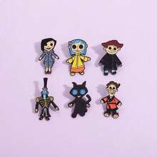 6pcs/Set Kawaii Cartoon Character Family Metal Badge Brooch Decor Dress Accessories Pin For Clothes Bag Charm School Office Accessories Shirts Jacket Jewelry Christmas Halloween Clothes Pin Funny Cute Teacher Gifts - 彩色 - 查看 5