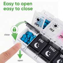 7 Day AM/PM Pill Organiser Box Medicine Tablet Dispenser Weekly Storage Case A - Black and White - View 6