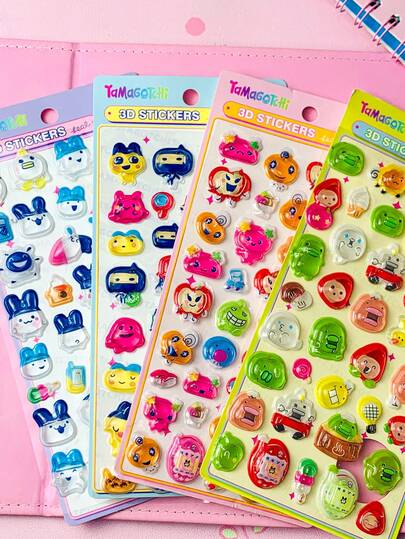 1套随机图案水晶浮雕贴纸，适用于行李箱、杯子、手机壳、笔记本、家居装饰、派对装饰、生日礼物、节日礼物、时尚、奢华、手工DIY、送朋友的礼物、毕业典礼、开幕式、派对礼品