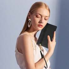 LJCZKA Leather Wristlet Wallet For Women Men Large Capacity Clutch Handbags Purses Long Cellphone Credit Card Holder Pocket Bag With Wrist Strap Keychain Black2 - 黑色2 - 查看 3